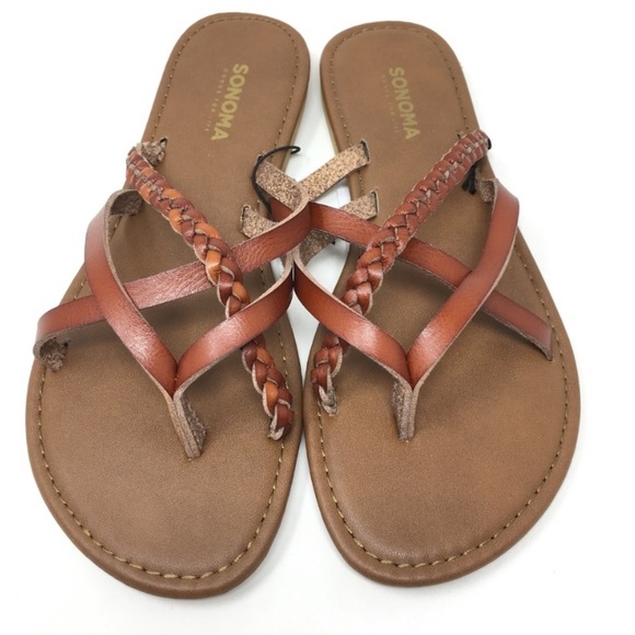Sonoma || Brown Braided *Leather Flat Sandals - Picture 2 of 4